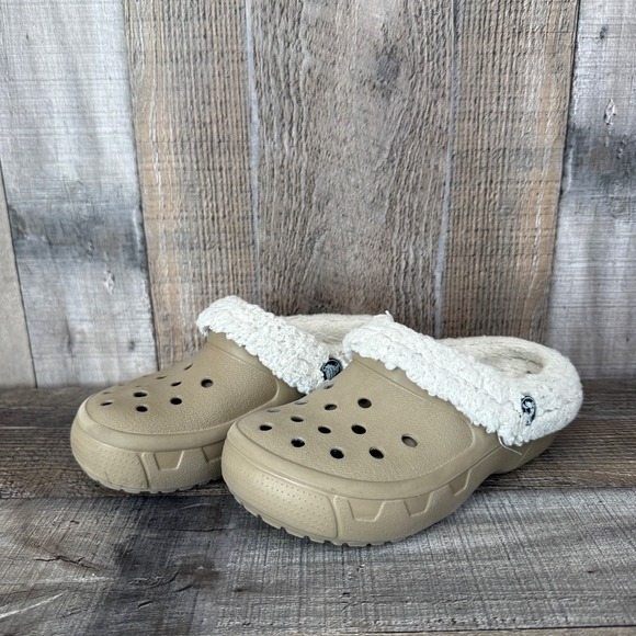 Little Kids Crocs Classic Lined Taupe Casual Comfort Slip On Clogs Shoes Size 12 - Picture 2 of 11